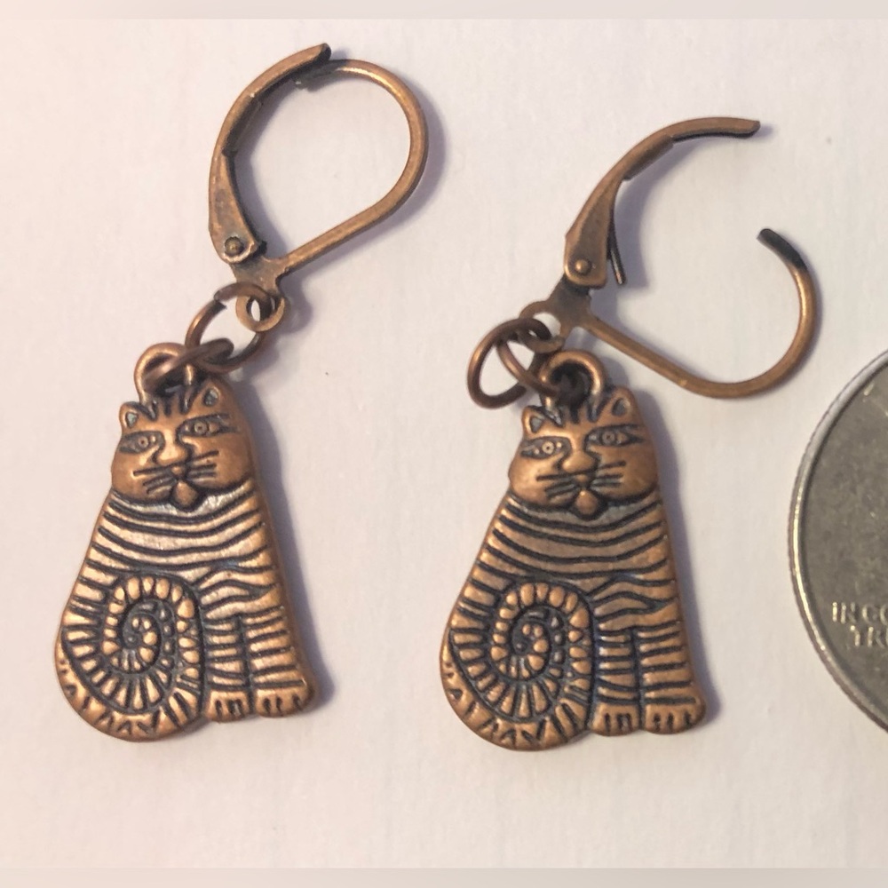 Laurel Burch CAT KITTEN earrings COPPER COLOR